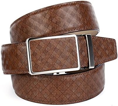 Anthoni Crown Leather Men`s Belt Brown 36"-48" with Silver Metallic Automatic Buckle/17sq40 (46)