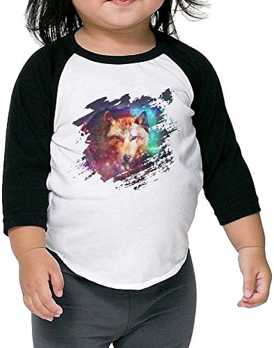 Because Wolves Are Cool Watercolor Boys And Girls Raglan T-Shirt 3/4 Sleeve Baseball T Shirt Top Cotton