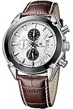 Megir Men Military Sports Chronograph Date Multifunction Leather Quartz Wrist Watch