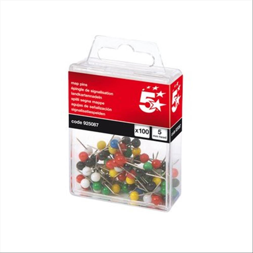 5 Star Map Pins 5mm Head Assorted [Pack of 100]