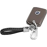 K LAKEY Alloy Leather Car Key Fob Cover,22g Ultralight Key Fob Case Compatible with Volvo 4 Buttons C30 S60 S80 S90 XC40 XC60 XC70 XC90 V90 Brown