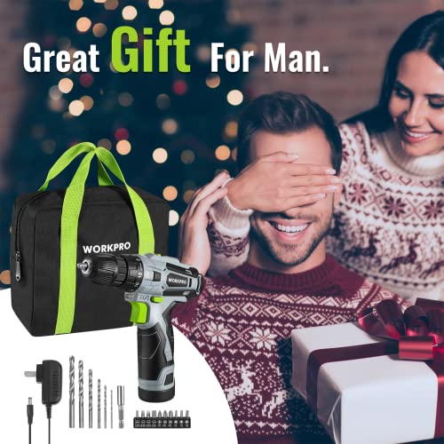 WORKPRO Cordless Drill Driver Set, 12V Electric Screwdriver Driver Tool