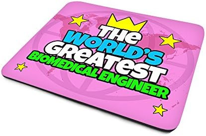 'The World's Greatest Biomedical Engineer', Fun Colourful Text Design Mouse Mat,, Size 23cm x 18cm x 5mm.