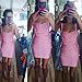 UONBOX Women's Rayon Cute Sleeveless Bodycon Bandage Strap Dress (L, Pink)