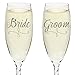 Bride & Groom Silver Champagne Flutes - Elegant Wedding Toast Glass Set For Couples