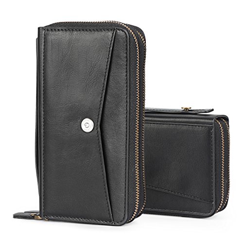 image for TSCASE Zipper Leather Wallet Case, Clutch Bag Phone Wallet Cover with 