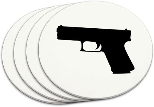 Pistole Waffe Schwarz Auf Weiss Untersetzer Set Amazon De Kuche Haushalt