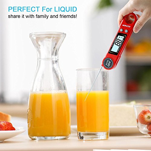 ELYAN Kitchen Thermometer Meat Thermometer Cooking Thermometer BBQ Thermometer Report Thermometer Instant Read Thermometer with Blue Backlit LCD Display Voice for Grilling Food Milk Bath Water - Thumbnail 6