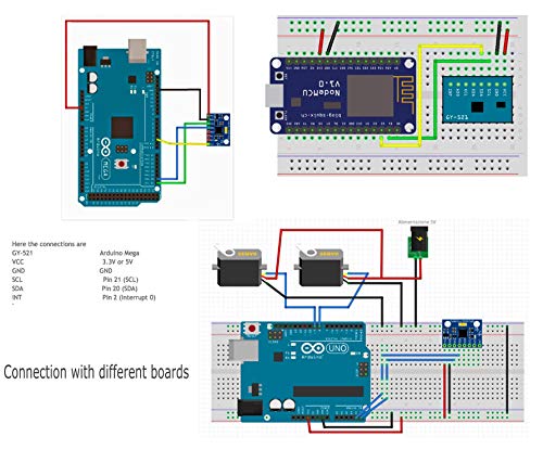 MPU-6050 Accelerometer Gyro Sensor 6DOF Six-Axis IMU for Arduino Quadcopter Drone RC, 3-5V I2C Compass 40P Female to Male Dupont Cable, 40P Male Pin Header