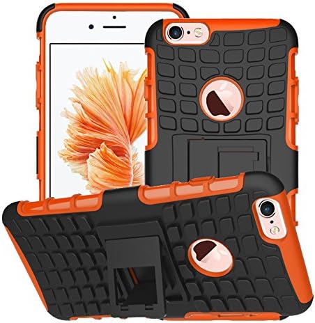 iPhone 6S Case,iPhone 6 Case, Lenboken Tyre style Slim Dual Layer Soft Silicone &amp; Hard Back Cover Bumper Protective Shock-Absorption Extreme Protection Cover for Apple iPhone 6 (Orange)