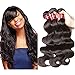UNice 7A Grade Brazilian Body Wave Virgin Hair 3 Bundles 100% Human Hair Weft Extensions Natural Color 95-100g/piece