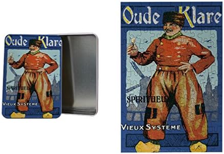 Vieux Systeme Oude Klare Vintage Poster Metal Tin Trinket Box (4"x6") Jigsaw Puzzle (110 Pieces) Set