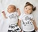 Newborn Baby Boy Girl Romper Tops Shirt Sister & Brother Outfits Set Clothes (0-6 Months, Little Brother)