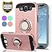 S3 Case,Galaxy S3 Phone Case with HD Screen Protector, YmhxcY 360 Degree Rotating Ring & Bracket Dual Layer Shock Bumper Cover for Samsung Galaxy S3 S III I9300 GS3 All Carriers-ZH Rose Gold