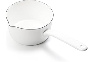 Peohud Enamel Milk Pan, 37 Oz Milk Boiling Pot Stovetop Safe, Mini Butter Warmer Pan with Pour Spout, Nonstick Enamel Saucepa