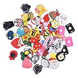 SHINQEAR 50pcs PVC Shoe Charms Decorations different shape Fits for Croc Clog Shoes & Jibbitz Wristband Bracelet Party Gifts