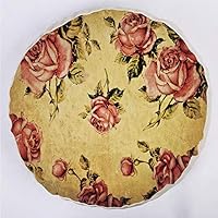 YOUWENll Round Decorative Throw Pillow Floor Meditation Cushion Seating/Old Fashioned Victorian Style Rose Pattern with Dramatic Color Boho Art Design/for Home Decoration 17"x17" Cream Pink Green