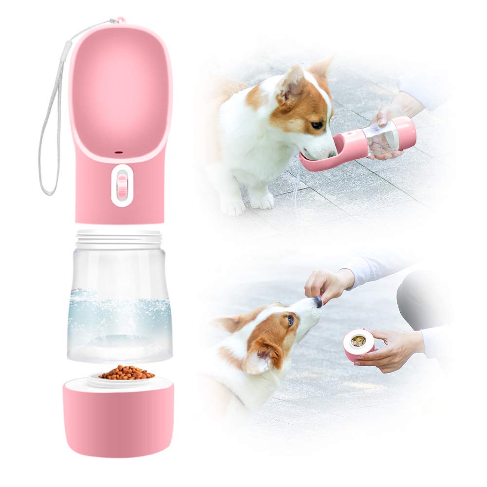 EASTLION Dog Water Bottle-Leak Proof Portable Pet Drinking Bottle Puppy Water Cup Dispenser for Outdoor Walking Hiking Traveling(Pink)