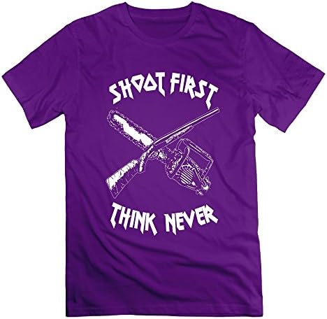 HIUYHIOJXN Men's Ash vs The Evil Dead Shoot First Think Never T-Shirt