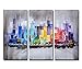 ARTLAND Modern 100% Hand Painted Framed Wall Art Colorful City 3-Piece Gallery-Wrapped Abstract Oil Painting on Canvas Ready to Hang for Living Room for Wall Decor Home Decoration 24x36inches
