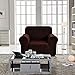 CHUN YI Stretch Chair Sofa Slipcover 1 Piece Couch Cover, 1 Seater Settee Coat Soft with Elastic Bottom, Checks Spandex Jacquard Fabric,Small,Chocolate