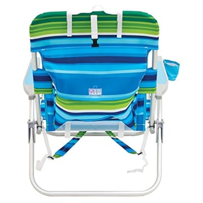 RIO beach Big Boy Folding 13 Inch High Seat Backpack Beach or Camping Chair, Green/Blue Stripe 51NHk8DHr8L