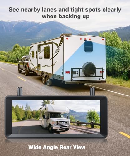 AUTO-VOX Wireless RV Backup Camera, 30Min Plug and Play Setup, Smooth Live View Even Past 60ft, 7.2" 1080P DVR Monitor, Super IR Night Vision Back up Camera Works with Pre-Wired RV, 5th Wheel, Trailer