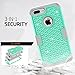 LONTECT Compatible iPhone 7 Plus Case Hybrid Heavy Duty Shockproof Diamond Studded Bling Rhinestone Case with Dual Layer [Hard PC+ Soft Silicone] Impact Protection for Apple iPhone 7 Plus - Teal/Grey