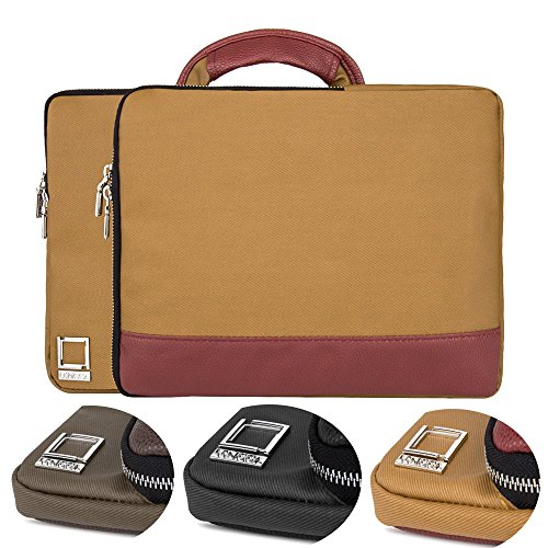 Lencca Slim Design Coated Twill Carrying Sleeve Tan Wine Handle Razer Blade Stealth 12.5 Inch Blade 14 Inch Laptops Computers