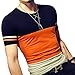 LOGEEYAR Mens Summer Fashion Fitted Cotton Short-Sleeve Contrast Color Stitching T-Shirt (533-Orange, Medium-2)