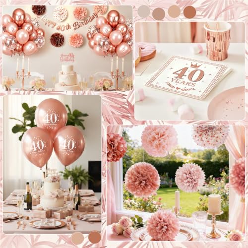 40th Birthday Decoration Rose Gold, 40th Birthday Balloons Woman | 40th Birthday Garlands, Balloons 40th Birthday, Party 40th Birthday Decoration Confetti for Decoration Birthday 40 Women