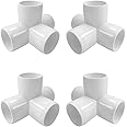 TOMEX 4 Way 1 inch PVC Fittings Angle Cross Elbow Pvc 90 Degree Suitable For Green House Tube, Tent Connection Tee, Furniture Construction Grade SCH40 [Pack of 4]