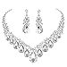 Youfir Bridal Rhinestone Crystal V-Shaped Teardrop Wedding Necklace and Earring Jewelry Sets for Brides Formal Dress