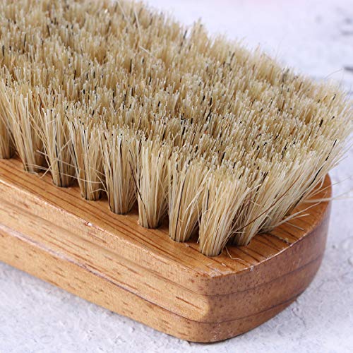 Boot Brush Cleaner Shine Shoe Pig Bristles Brush with Wood Handle Tinksky Cleaning Brush (Beige)
