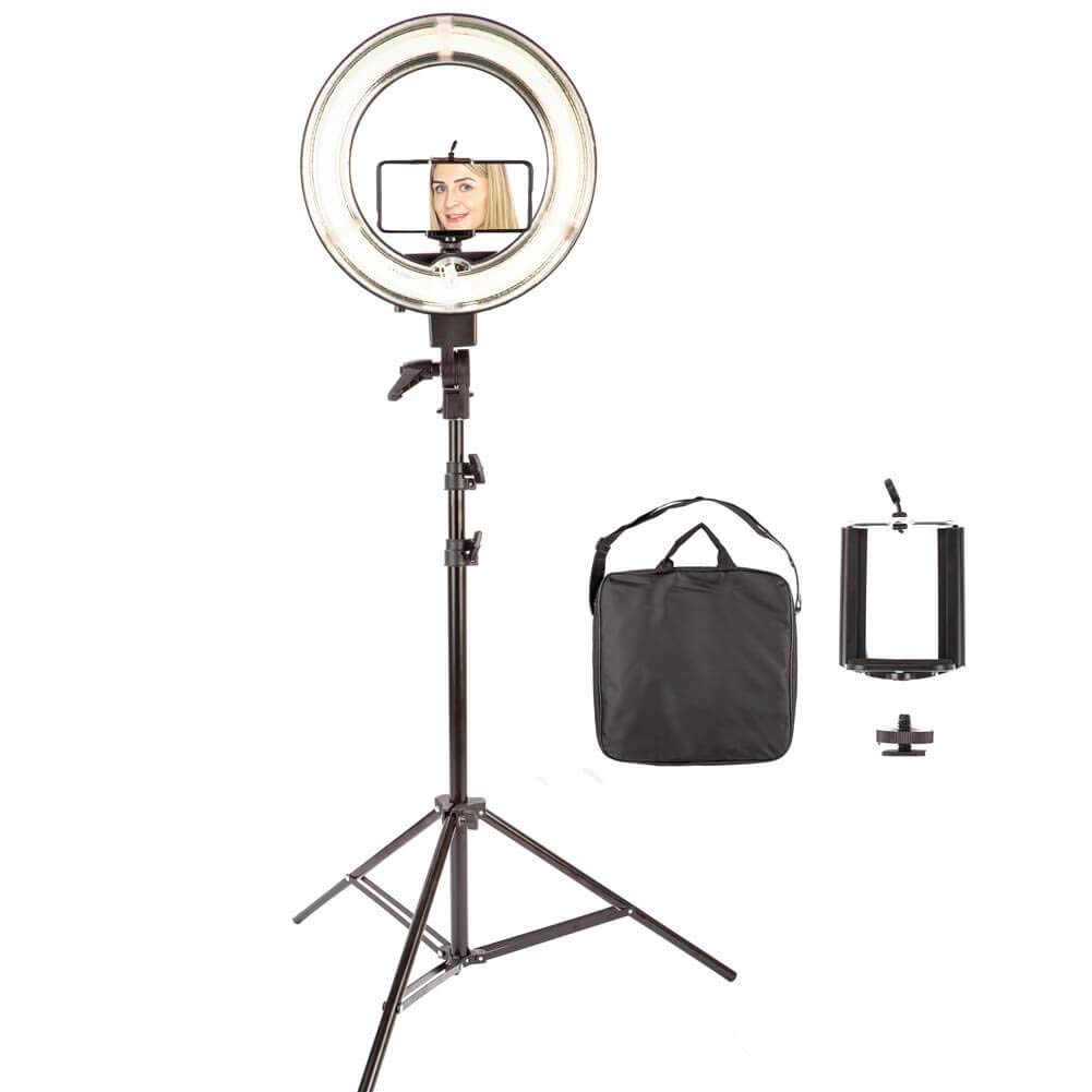 HWAMART 13.5" Ring Light with Tripod Stand and Phone Holder for Live Streaming Make Up, 40W Dimmable Camera Beauty light for YouTube TikTok Vlogging