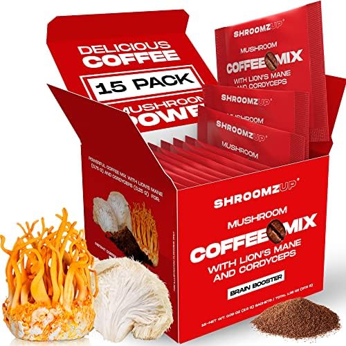 Shroomzup Mushroom Coffee Instant (15 Pack) Lion's Mane and Cordyceps