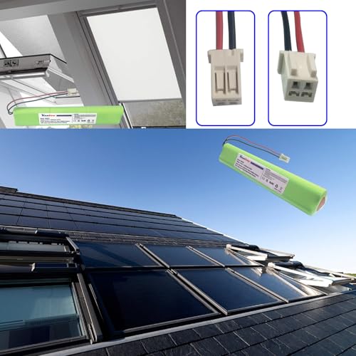 Kunbow Replacement battery for Velux roller shutter motor, battery for Velux solar window, roof window, roller shutter with 9 AA cells 10.8 V/2500 mAh NiMH, replacement for