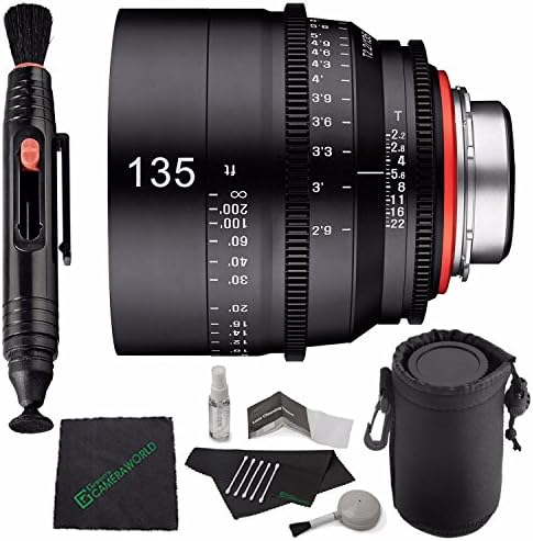 Rokinon Xeen 135mm T2.2 Lens with Nikon F Mount MFR # XN135N + Microfiber Cleaning Cloth + Lens Pen Cleaner + 5 piece Lens Cleaning Kit + SLR Lens Pouch Bundle