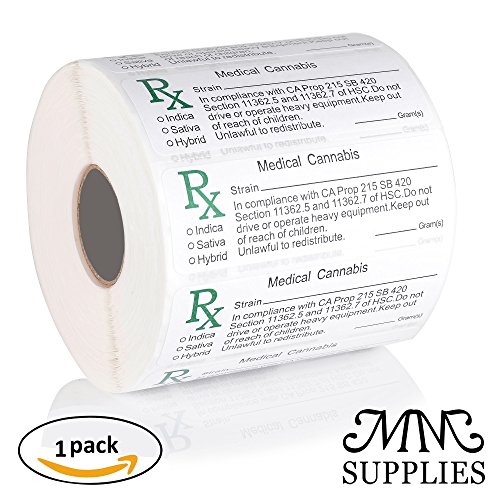 (1-48 Pack) Medical Marijuana Labels - 1000 Piece Roll 2018 Medical Cannabis Labels |Dispensary Labels California Medical Marijuana Compliant Labels Weed Labels Rx Labels MM SUPPLIES (1 Pack)