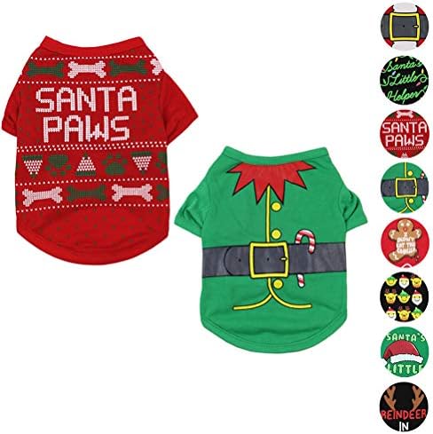 Alroman Dogs Christmas Shirts Snowflakes Clothes Pet Santa Claus Suit Puppy Red Clothing Doggie Winter Apparel Cold Weather Coats Cat Xmas Costumes New