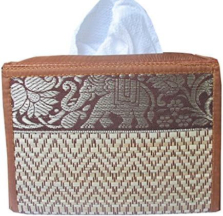 Reed Tissue Box Made From Natural Material Classic Elephant Style Size Height 3.8 "Wide 5" Long, 5.5".