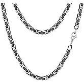 PROSTEEL 4MM/6MM/8MM Stainless Steel Necklace for Men Women, Stylish and Cool, Byzantine Chain Black Gold Silver Tone, 18-30 Inches, Come Gift Box