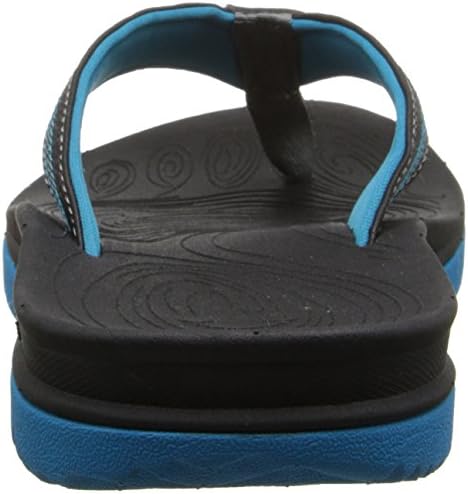 black and blue flip flops