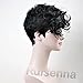 RUISENNA Short Curly Wavy Wigs for Black Women With Side Fashion Bangs Synthetic Hair Black Full Wigs Heat Resistant Fiber Wig