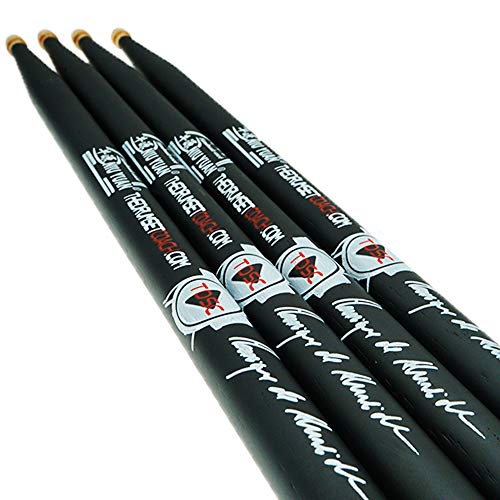 Drum Sticks 5B American Hickory Wood Tip Signature Drumsticks for Kids Adults Practicing from Berklee College Professor(1 Pair, Black) - Thumbnail 4