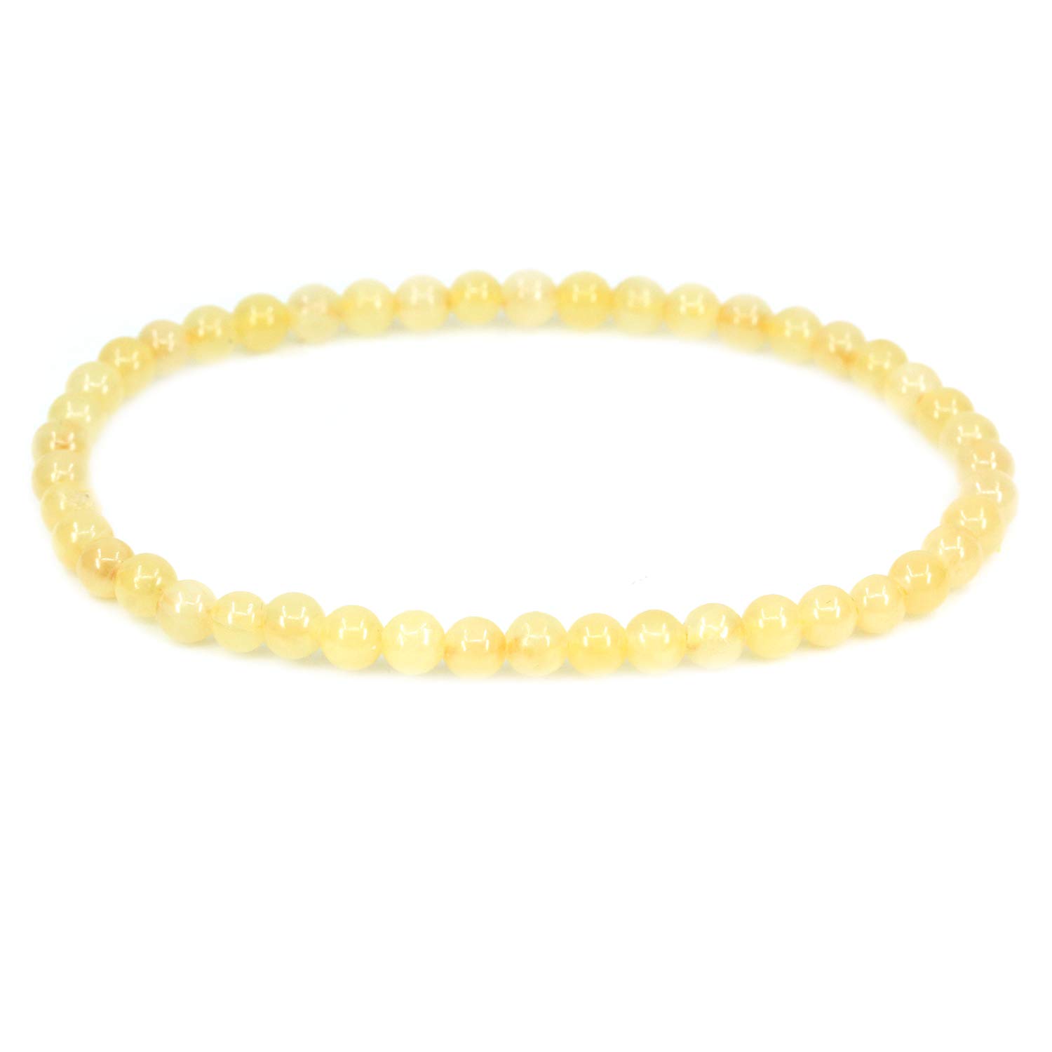 CHENYUE Natural Yellow Quartzite 4mm Round Beads Stretch Bracelet 7" Unisex