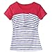 Women Breastfeeding Shirt Striped Patchwork Short Sleeve Maternity Breastfeeding and Nursing Tops (Blue Stripe, XL)