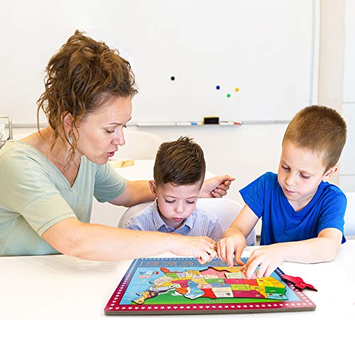 Wondertoys 46 Pieces Wooden Usa Map Puzzle For Kids Us Map Puzzle Educational Geography Puzzles United States Map Puzzle For Boy Girl Pricepulse
