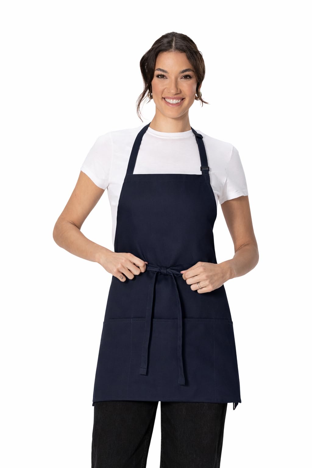 Chef Works Unisex Three Pocket Apron, Navy, One Size