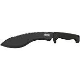 SOG Sogfari Kukri 13" Stainless Steel Survival Machete Knife | Saw on the Back of the Blade, Textured Handle, Nylon Sheath